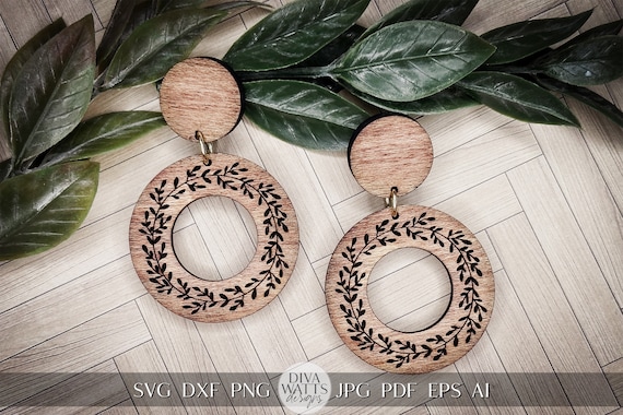 Boho Leaf Earrings SVG | Laser Cut Wood Earring Design | Nature-Inspired Jewelry Cut File | Cricut Earrings Design | DIY Jewelry Craft