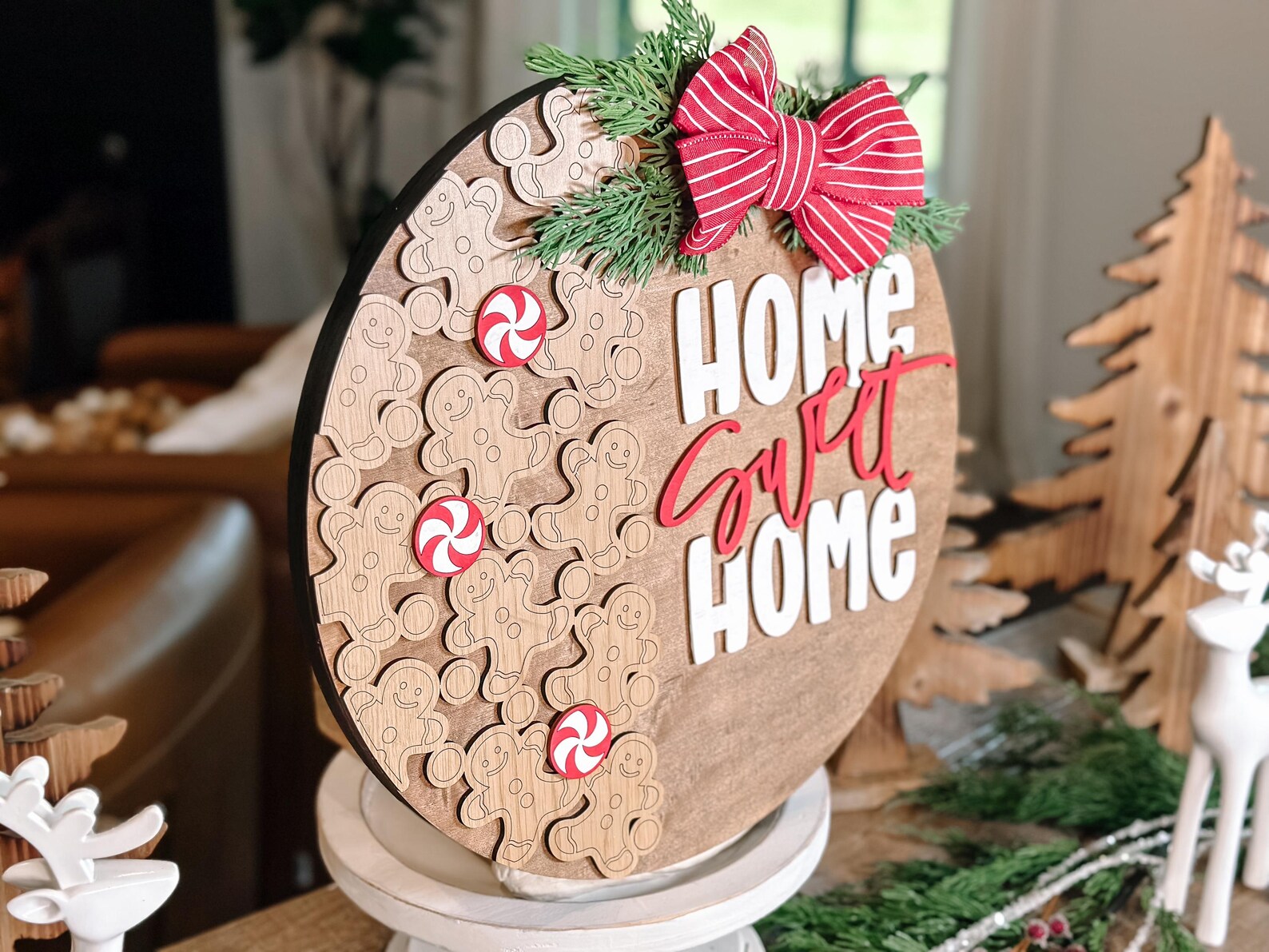 Home Sweet Home Gingerbread Men SVG Laser Cut File – Christmas Round ...