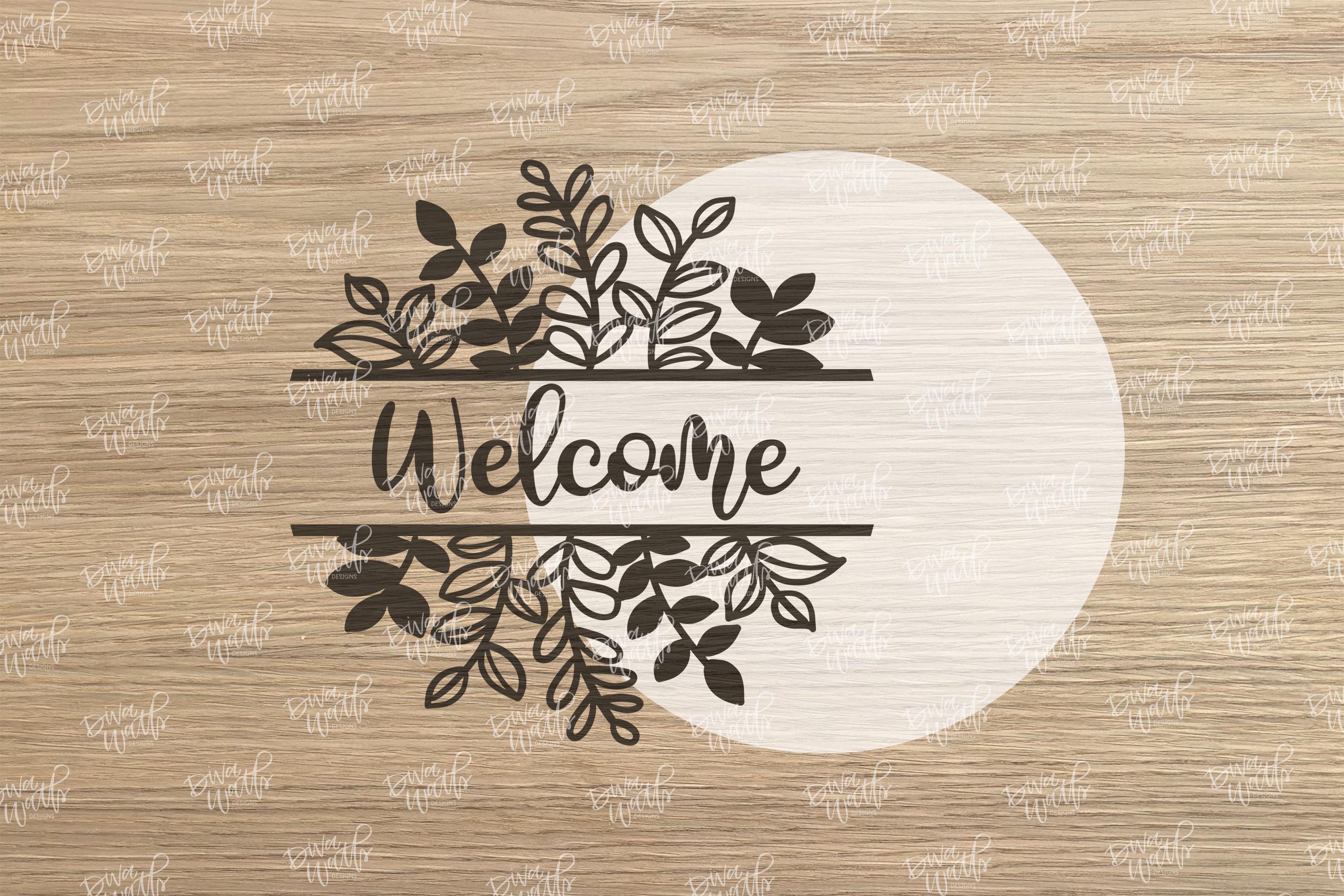 Laser Cut Door Hanger SVG | Welcome Sign SVG File | Round Wood Sign ...