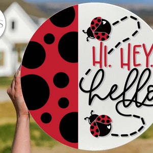 Hi. Hey. Hello SVG | Spring Ladybug Round Design