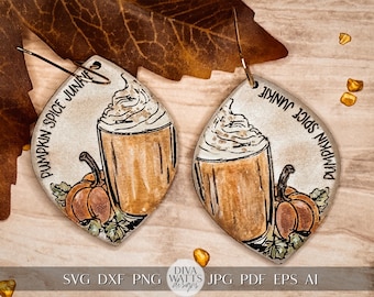Pumpkin Spice Junkie Earrings SVG For Laser Fall Earrings Pumpkin Spice Latte Glowforge Earrings SVG For Laser Pumpkin Earrings SVG Autumn