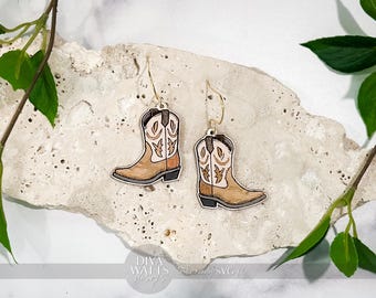 Cowboy Boot Earring SVG | Engraved Western Earring Cut File | Digital DIY Jewelry for Glowforge xTool | Country Style SVG