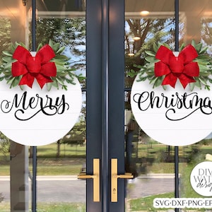 Merry Christmas Double Doors SVG Set | Round Door Hanger Design
