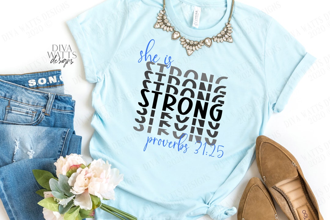 SVG She is Strong Cutting File Proverbs 31:25 - Etsy