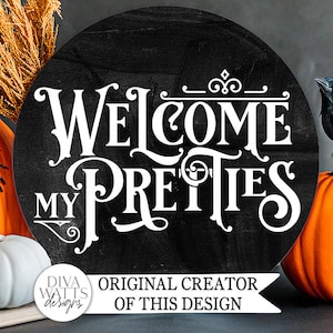 Bem-vindos, meus lindos SVG | Design de placa redonda de Halloween