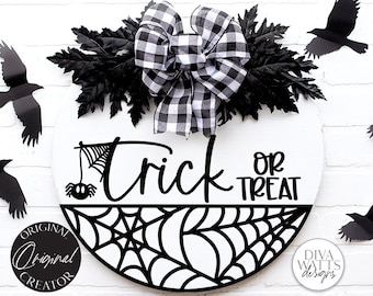 Trick Or Treat SVG | Halloween Spider Round Sign Design