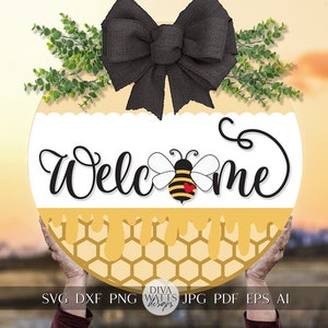 Welkom SVG Honey Bee SVG Honey SVG Bee Welcome Sign SVG Bee Welcome Sign SVG Bee Door Hanger SVG Summer Sign SVG Cricut SVG for Bee Sign