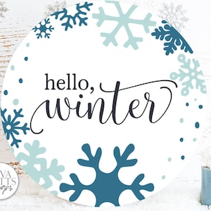 Hello Winter SVG | Snowflakes Christmas Round Design