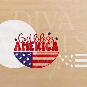 God Bless America Door Hanger SVG | Patriotic Round Sign SVG File | 4th of July Laser Cut Digital File | Glowforge xTool Compatible image 3