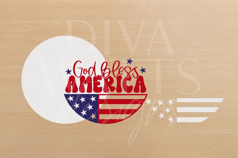 God Bless America Door Hanger SVG | Patriotic Round Sign SVG File | 4th of July Laser Cut Digital File | Glowforge xTool Compatible image 3