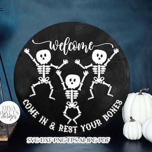 Welcome Come In & Rest Your Bones SVG | Dancing Skeletons Design
