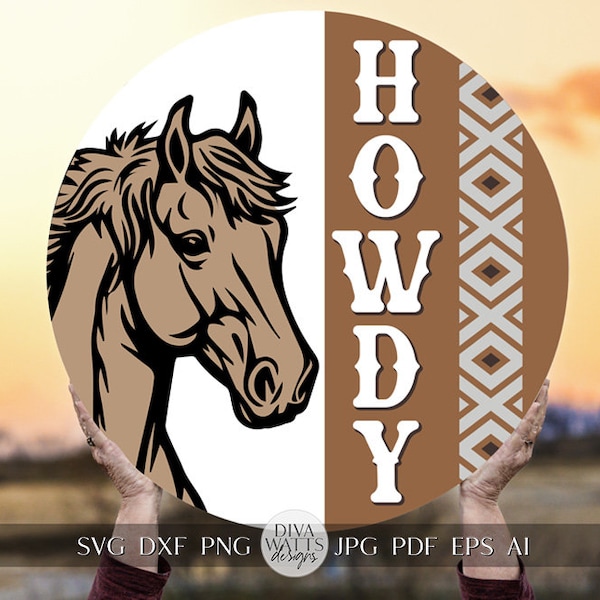 Howdy SVG Western Horse Door Hanger Design Cute Horse SVG Howdy SVG Welcome svg Horse svg Cricut svg for Door Hanger Sign svg Cricut svg