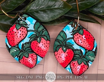 Brincos de Morango SVG Brincos de Morango SVG Brincos de Laser svg Brincos de Frutas Glowforge svg Brincos de Laser Floral svg Glowforge svg