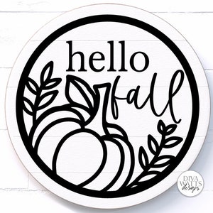 Hello Fall Pumpkin SVG | Round Sign Design