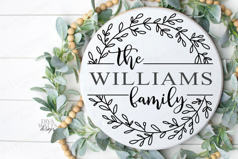 SVG Family Last Name Wreath Cutting File Farmhouse Style ...