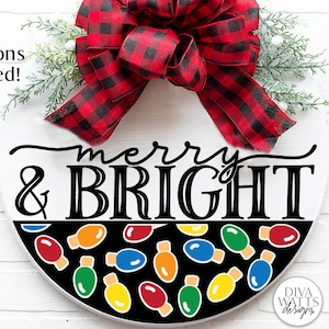 Merry And Bright | Christmas Lights Door Hanger Design