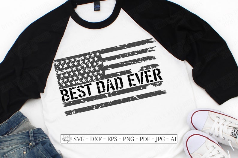 Download SVG Best Dad Ever Cutting File USA Flag Distressed | Etsy
