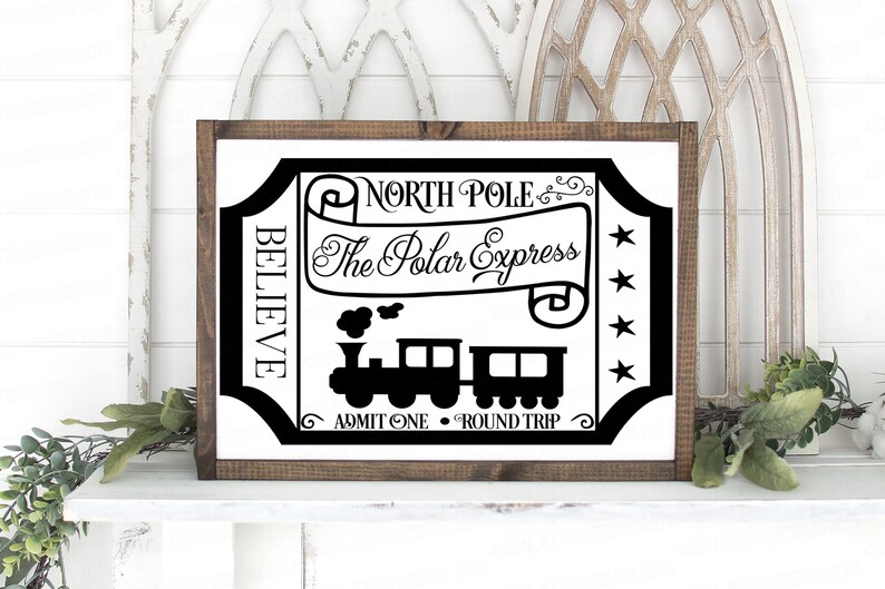 Download SVG The Polar Express Cutting File North Pole Train Ticket ...