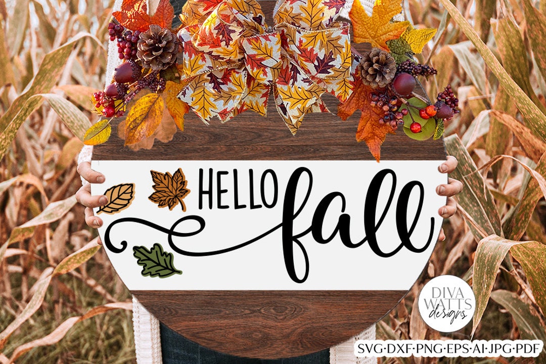 Hello Fall SVG | Autumn Round Design - Etsy