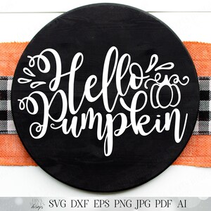 Hola Calabaza / Otoño / Diseño de Otoño / Diseño de Acción de Gracias de Halloween / Diseño de Saludo de Bienvenida / SVG DXF y más.