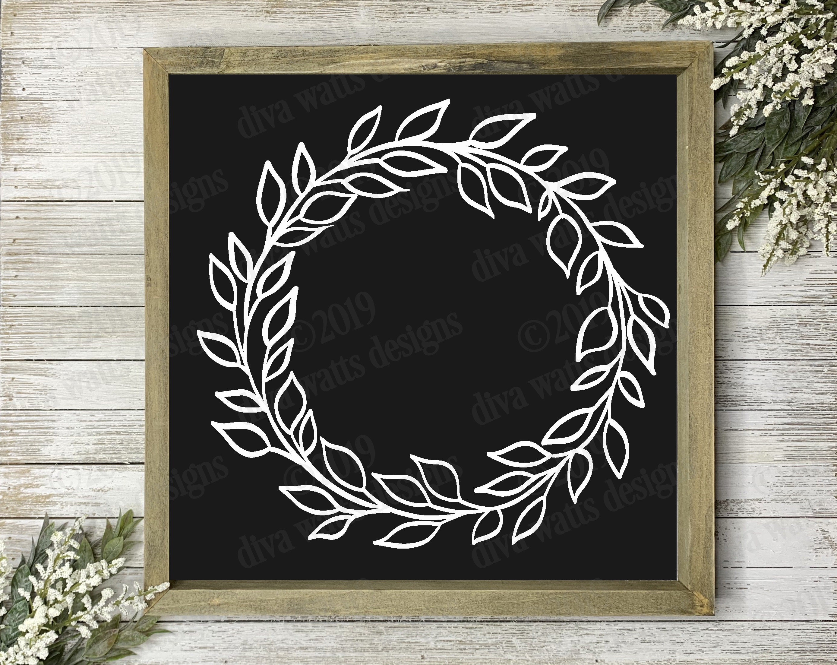 SVG Clipart Farmhouse Wreath DXF PNG Jpg Eps Instant | Etsy