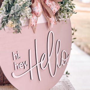 Hi Hey Hello Round Door Hanger SVG File, Laser Cut Design, Layered Wood ...