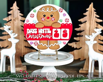 Gingerbread Christmas Countdown SVG - Days Until Christmas Laser Cut File - Holiday Decor SVG