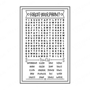 Forgot Your Phone Bathroom Word Search Version 2 Cutting Files and Printable SVG DXF JPG eps Digital Download image 2