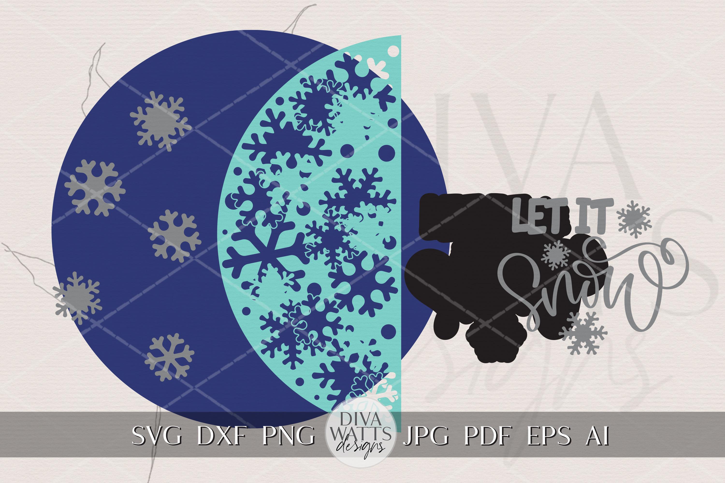 Let It Snow Round Door Hanger SVG | Winter Snowflake Sign | Layered ...