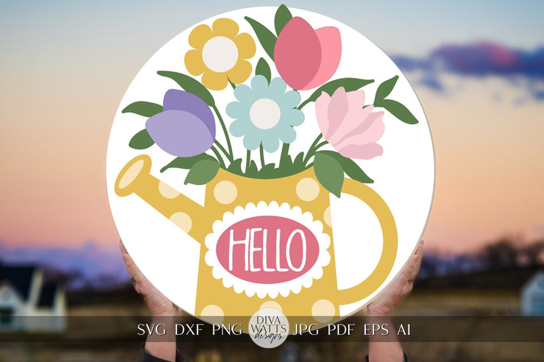 Hello SVG Spring Door Hanger SVG Spring Sign Svg Spring Svg Spring ...