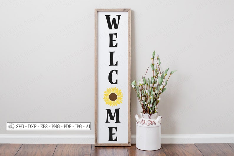Download SVG Welcome Sunflower Cutting File DXF EPS Vinyl | Etsy
