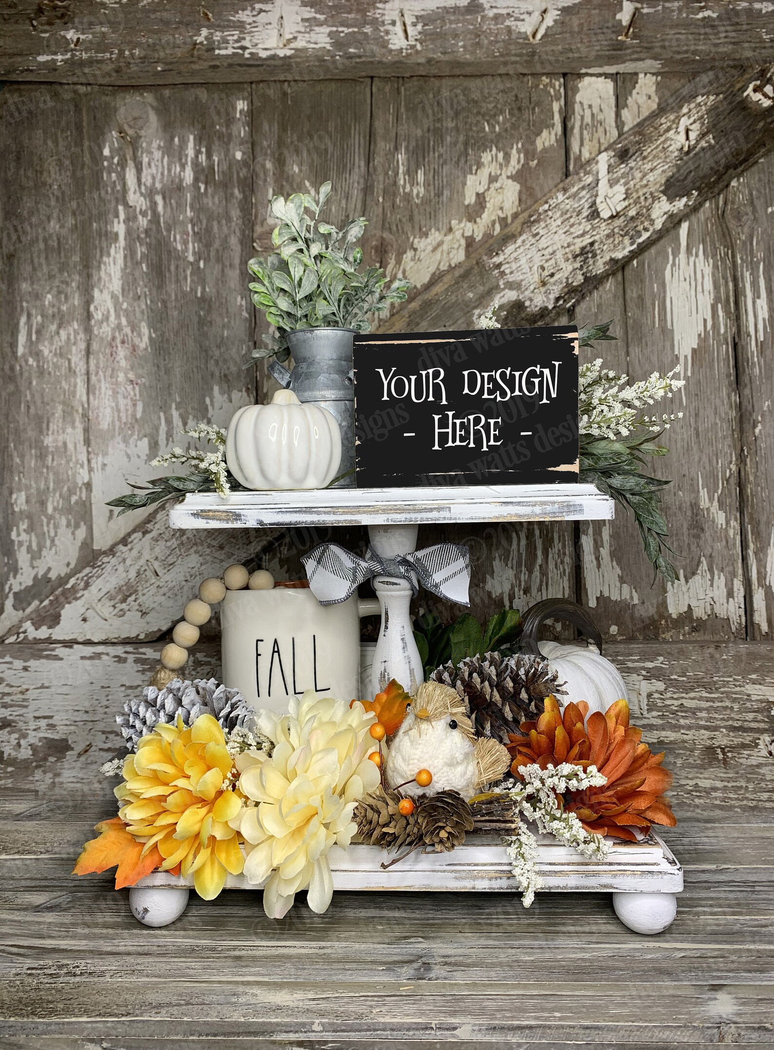 Download Mockup Fall Tiered Tray Farmhouse Style Photography Prop | Etsy
