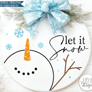 Let It Snow Snowman SVG | Christmas Round Sign Design