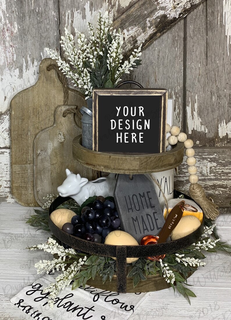 Download Tiered Tray Mock-Up Farmhouse Rustic 4 JPG Mockups | Etsy