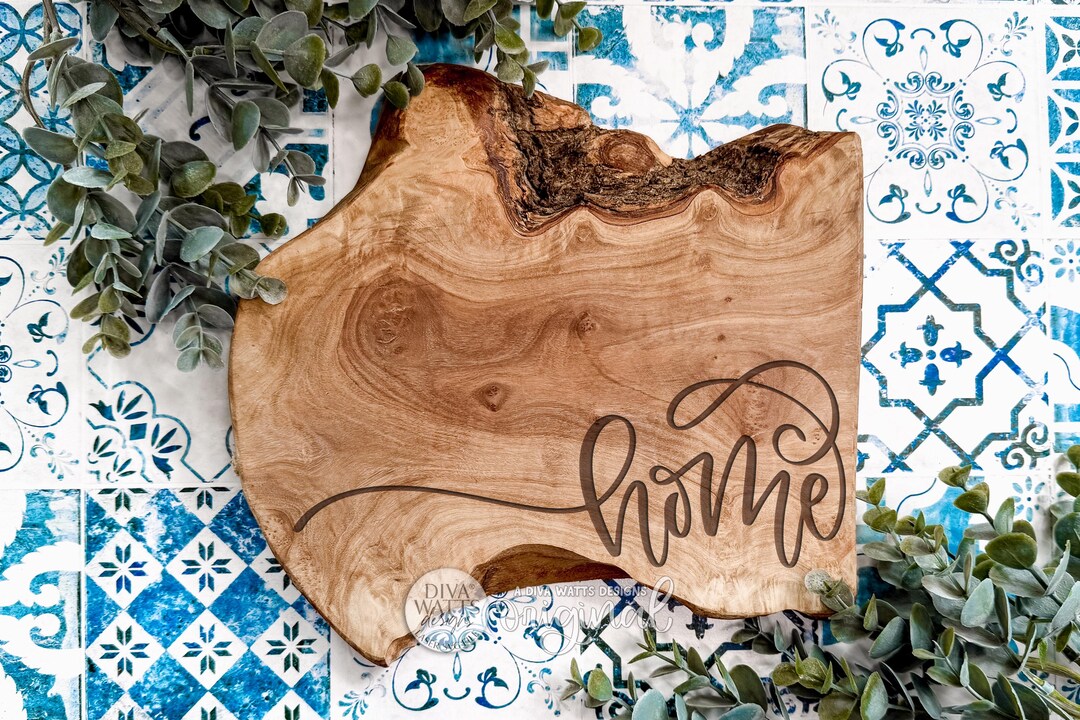 Home Script Svg Cutting Board Engraving File Hand Lettered Home Kitchen ...