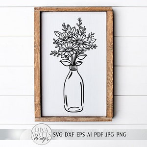 Boho Daisies SVG | Modern Farmhouse Hand Drawn Art | DXF and more