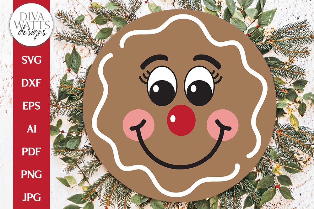 Gingerbread Face SVG Christmas / Winter Round Design Etsy Gingerbread Face SVG Christmas / Winter Round Design Etsy