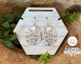 Daisy Bouqet Drop Earrings Glowforge SVG | Floral Laser File