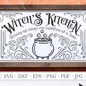 SVG | Hexe Hexenküche | Plotterdatei | Halloween | Stirring Up Magic One Kessel zu einer Zeit | DXF Datei Vinyl Schablone htv | Sign
