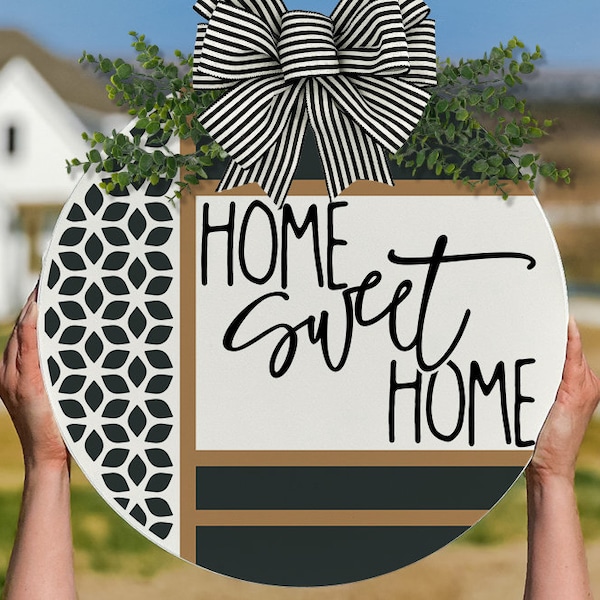 Home Sweet Home SVG Boho Door Hanger SVG Farmhouse Door Hanger SVG Welcome svg Home Decor svg Geometric Door Hanger svg Boho Sign svg