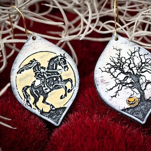 Sleepy Hollow Earrings SVG Headless Horseman Earrings Glowforge Earrings Sleepy Hollow Halloween Earrings For Laser