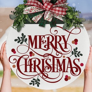 Merry Christmas SVG Christmas Door Hanger svg Merry Christmas Sign SVG Round Christmas SVG Christmas Welcome svg Christmas svg Winter svg