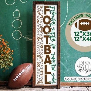 Football & Leopard Print Vertical SVG | Porch Sign Design | 2 Sizes Included!