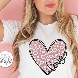 Love SVG | Leopard Print Heart Design for Valentine&#39;s Day