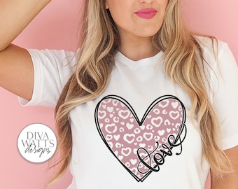 Love SVG | Leopard Print Heart Design for Valentine's Day