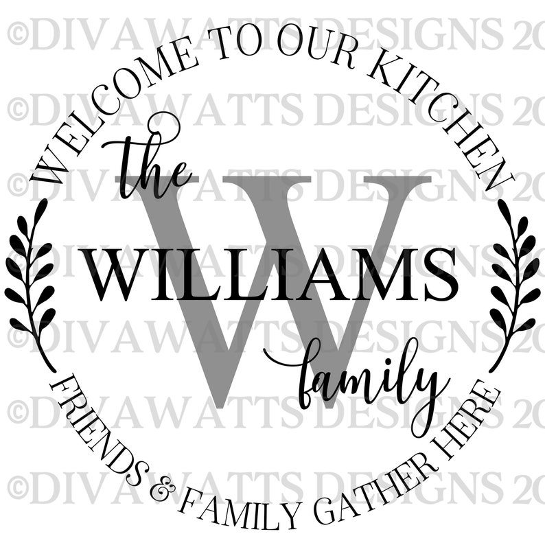 Download SVG Kitchen Monogram Cutting File Family Last Name | Etsy