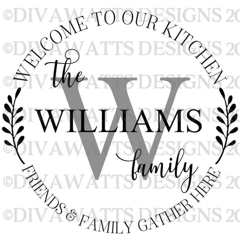 Download SVG Kitchen Monogram Cutting File Family Last Name | Etsy