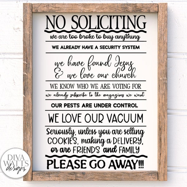 No Soliciting SVG | Farmhouse Entry Sign | DXF and More!