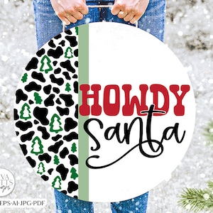 Howdy Santa SVG | Cowboy Christmas Round Design