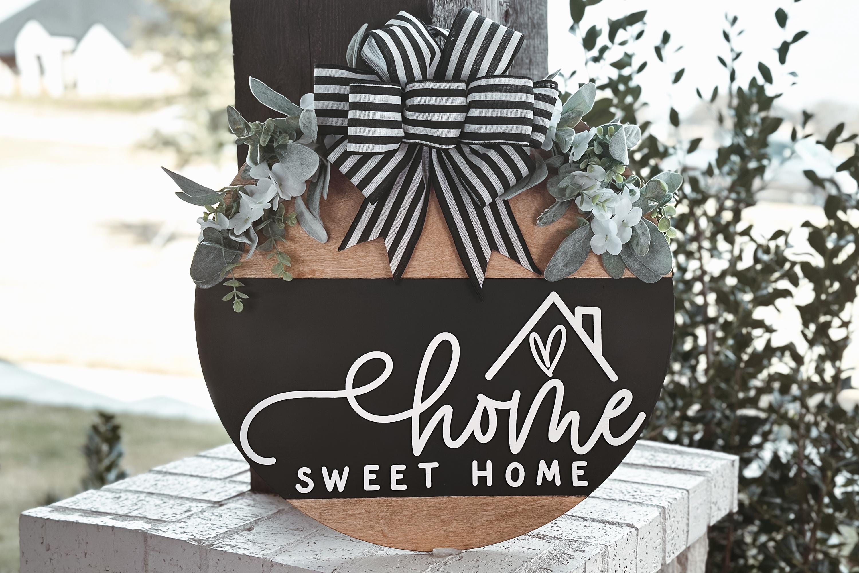 Home Sweet Home Round Door Hanger SVG, Layered Laser Cut File ...